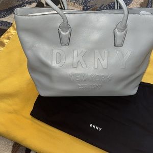 DKNY gray genuine leather tote